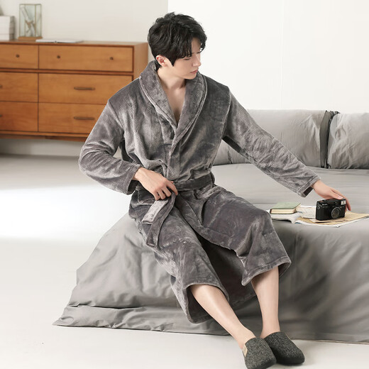 
Shercehman nightgown for boys winter flannel pajamas extended and larger men's bathrobe large size home clothes