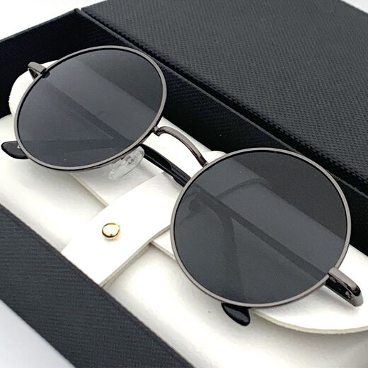 KAROND new product funny sunglasses, special glasses for driving, retro round frame sunglasses for men, funny sunglasses, round trendy birthday glasses, gold frame dark green film, high-definition polarizer, mirror box + mirror cloth