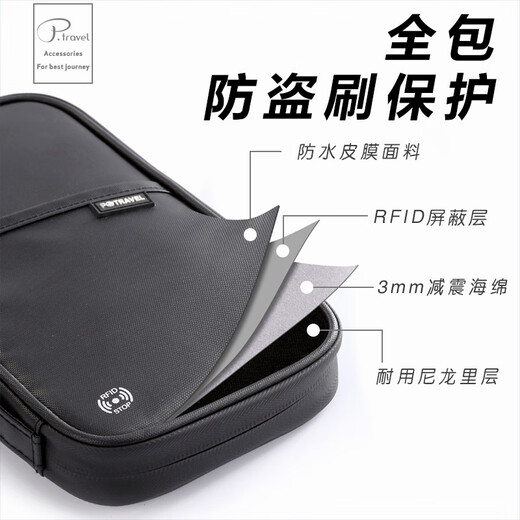 证件包家庭证件收纳包旅行收纳包护照包源头工厂现货大容量 皮膜黑色