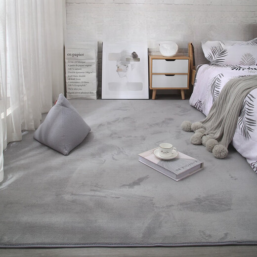 DONOYA Doroya Bedroom Carpet Full Thick Short Pile Light Luxurious Lazy Home Easy-Care Bedroom Thickened Anti-Slip Bedside Blanket Customized Khaki 50x80cm