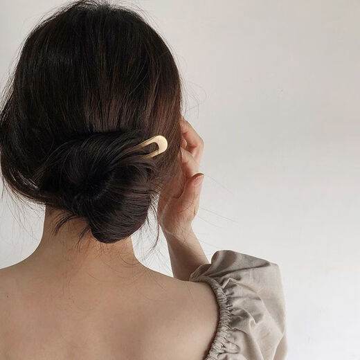 Qindu minimalist personality temperament metal U-shaped hair accessories niche high-end adult hairpin hairpin women matte gold glossy gold