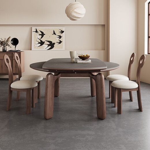 
Clofu solid wood rock table dining table elephant legs square and radius dual-purpose dining table and chair combination 9906#1.2m single table