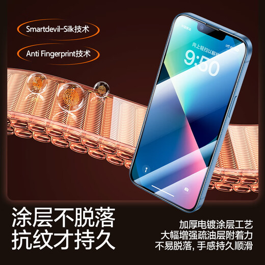 Flash Magic is suitable for iPhone 13 tempered film, iPhone 13pro mobile phone film, full screen, 13promax, explosion-proof, smooth feel, borderless high-definition anti-fingerprint protective film, ultra-clear explosion-proof, anti-fingerprint, 2 pieces + artifact, Apple 13ProMax