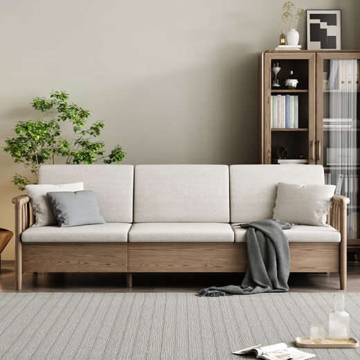 Montelova solid wood sofa living room winter and summer dual use small apartment with high box storage sofa ash wood new Chinese style Foshan furniture 284cm four-seater