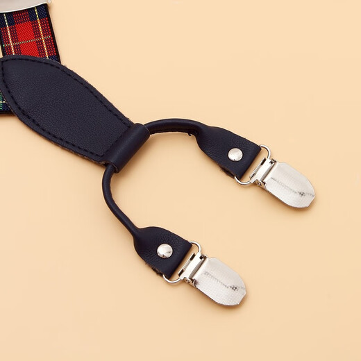 Ticaina's creative children's anti-fall suspender clips, adjustable toddler boys and girls suspenders, shoulder elastic trousers, non-slip trouser clips, 2.5cm wide/Scottish style four clips