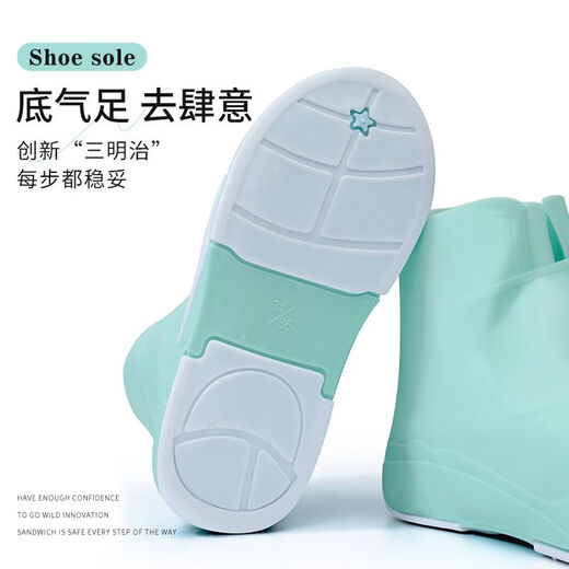 Cubierta de bota de lluvia cubierta de bota de lluvia impermeable sin deslizamiento en espesas engrosadas para hombres y mujeres botas de lluvia infantiles para niños tubo de silicona cubierta de zapato mediano tubo-verde [suela engrosada de doble capa] talla individual m/34-36 zapatos de tamaño