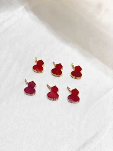 Shiyi 18K gold gourd pendant au750 rose gold gold pendant red agate clavicle chain set chain for women gift 18K rose gold (single pendant) small red agate