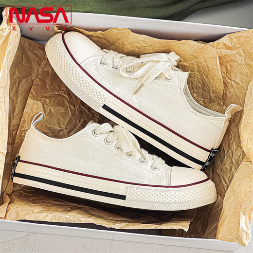 NASA XVVX Offizieller Joint Dick-Soled-Leinwandschuhe für Männer und Frauen, die lässige, vielseitige, atmungsaktive Schnürschuhe für Männer schwarzen 42 Sport.