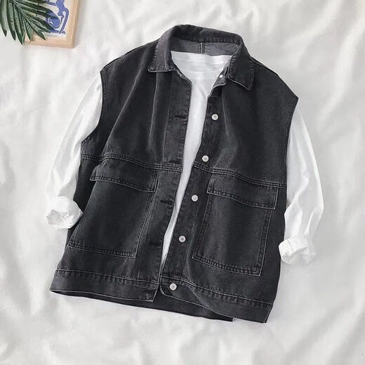 Sleeveless vest workwear denim vest girlfriend ins student punk loose bf style internet celebrity horse clip jacket trend SN0703 9901# blue [collect priority shipment] M Recommended 100-115Jin [Jin equals 0.5 kg]