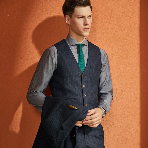 BUSYCON suit men's suit British style professional casual formal suit groom wedding wedding high-end suit men's three-piece suit gray black high quality top + vest + pants XL 52 reference weight 150-160Jin Jin is equal to 0.5 kg