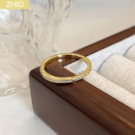 ZHIO niche light luxury double-layered shell ring plain ring adjustable index finger female personality simple fashionable fashionable ring ring shell double-layered ring