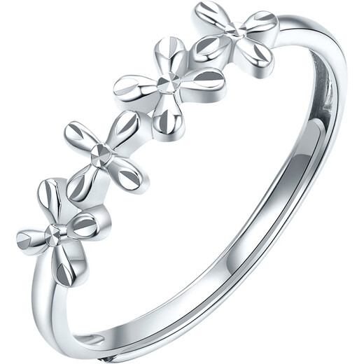 Saturday Fortune PT950 Four-leaf Flower Platinum Ring for Girlfriend B0112803 About 2.02g 15th Birthday Gift