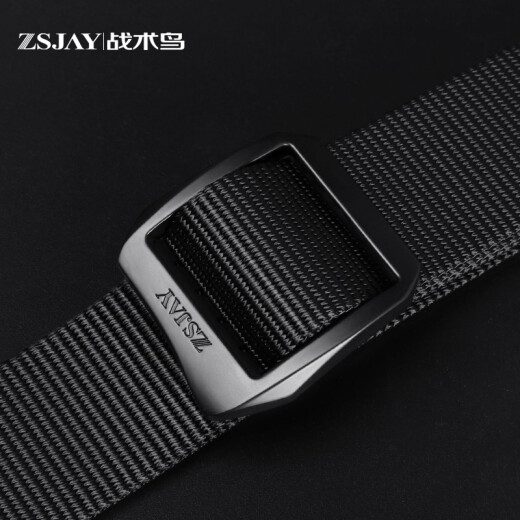 Tactical Bird durable outdoor nylon belt smooth buckle canvas belt men's youth casual sports outdoor jeans belt R19-black (black buckle) 115CM