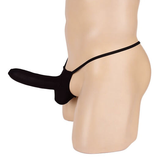 Men's Sexy Underwear Ultra-Thin Transparent Ice Ribbon T-Pants Men's T-Pants Men's See-through Sexy Underwear Black One Size Cover Closed Mouth