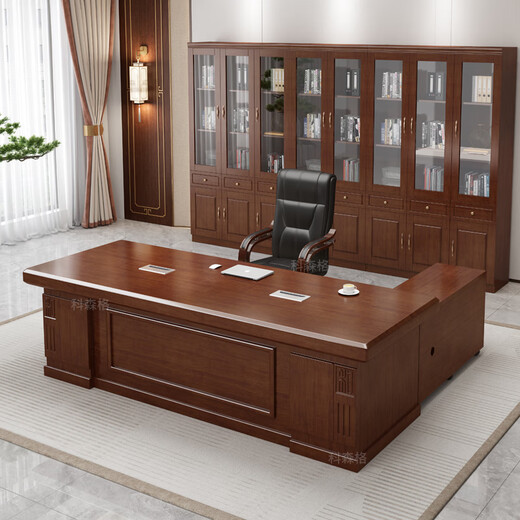 Cosenger solid wood boss desk office desk new Chinese style high-end simple boss desk office chairman president desk and chair combination single table without side cabinet 1.8 meters