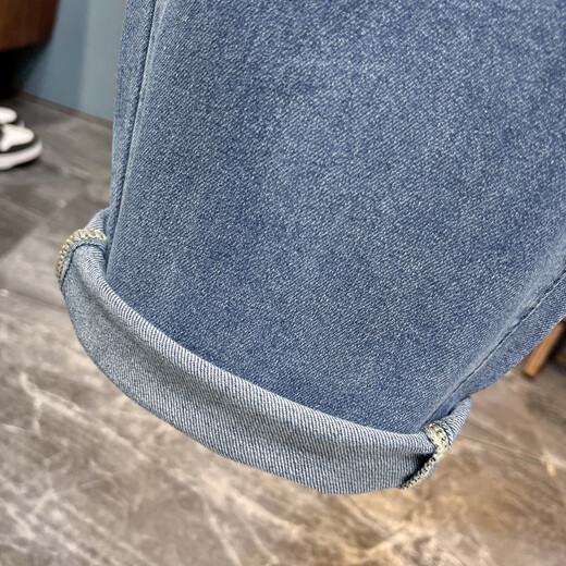
New summer style men's loose elastic small feet long jeans men's trendy elastic belt iron-free casual harem pants 6623 light blue thin style 29 (recommended 105-120Jin [Jin equals 0.5 kg])