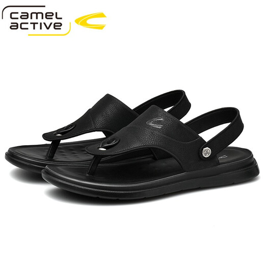 Sandalias de hombres dinámicas de camello alemanes para el verano Nuevos zapatos de playa informales Sandalias sin deslizamiento Sandalias de doble propósito Flip Flip Flopslip 3880 Negro (tamaño de zapato deportivo) 38