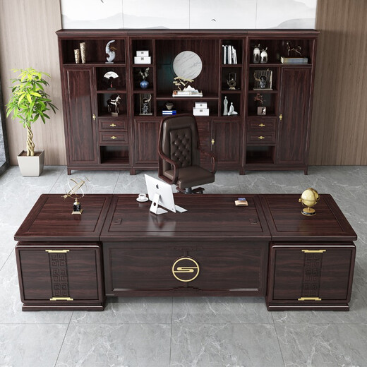 Three furniture solid wood boss desk office desk and chair combination new Chinese style president desk simple modern executive desk office furniture 3 meter desk