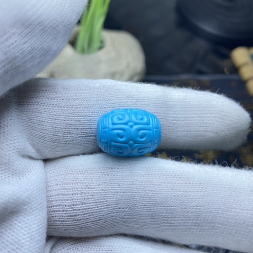 胜贝原矿绿松石铁线纹桶珠老型桶散珠金刚星月文玩手串配饰配珠 双面花12108mm一颗