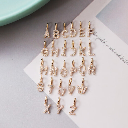 Baozha Korea pure 14K gold gold pendant exquisite full zirconium inlaid 26 letters clavicle chain pendant letter H single pendant