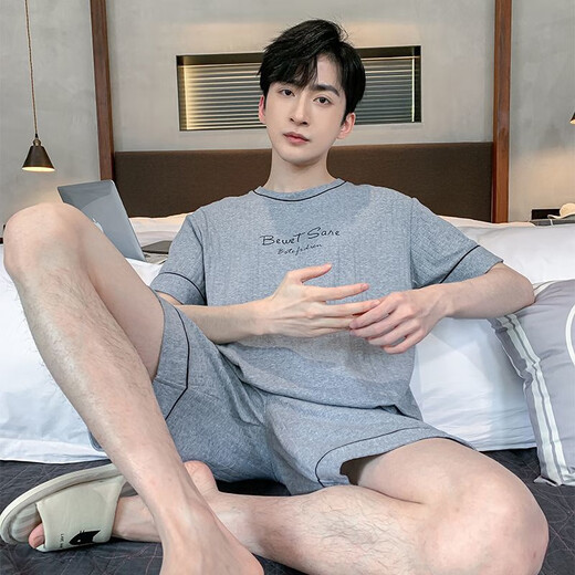 莫代尔男士睡衣男夏季2025新款短袖家居服男款男生青少年夏天夏款大码 H HDE-9928 XL 均码