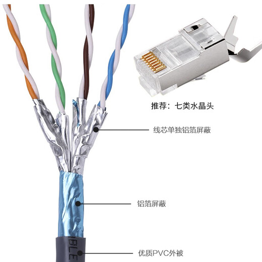 XMSJCHOSE超六类双屏蔽网线 CAT6A类宽带网络连接线电脑路由器工程家 超六类双屏蔽 灰色QS6169/QS266 5米足米零裁颜色随机发货