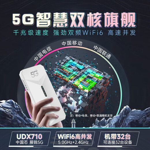 智创当下5G随身wifi6移动无线免插卡流量网卡便捷式无限流量2025款千兆双频路由器十大排名车载办公不限速 【5G顶配版-暗灰】性能升级，狂暴网速续航优化