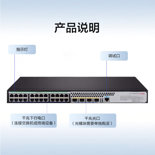 H3C S5024PV5-EI24 Gigabit Electrical + 4 Gigabit Fiber Port Layer 2 Fully Managed Network Switch Noise Reduction Model/Supports Command Line