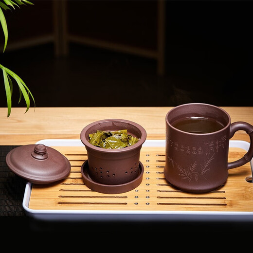 Zun Pot Yixing Zisha Cup Handmade Tea Set Tea Cup with Filter Liner Tea Water Separation Cup Large Capacity Water Cup Tea Cup