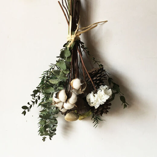 AIMAN dried flower pine cones, cotton eucalyptus leaves dried flowers, Nordic style ins small fresh home decoration ornaments bouquet pine cones, eternal pink baby's breath + thousand day powder + cotton + bouquet, dried flower bag