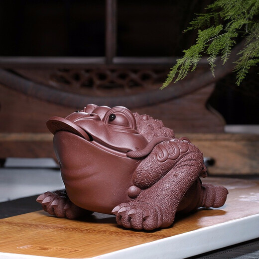 Hidden Pot World, Purple Clay Tea Pet Sculpture Ornaments, Fine Three-Legged Golden Toad, Kung Fu Tea Set Creative Artist, Hidden Tea Play, Traditional Golden Toad