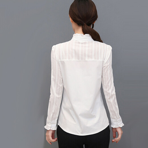 First application for 2020 winter velvet shirt women's warm thickened long-sleeved shirt professional white shirt SWCC199217 white M