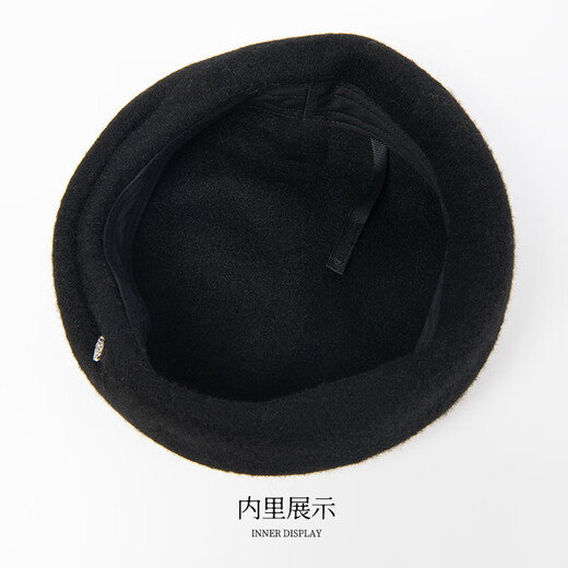 GLO-STORY French beret women's autumn and winter literary retro painter's hat with versatile temperament and face-showing little pumpkin hat black