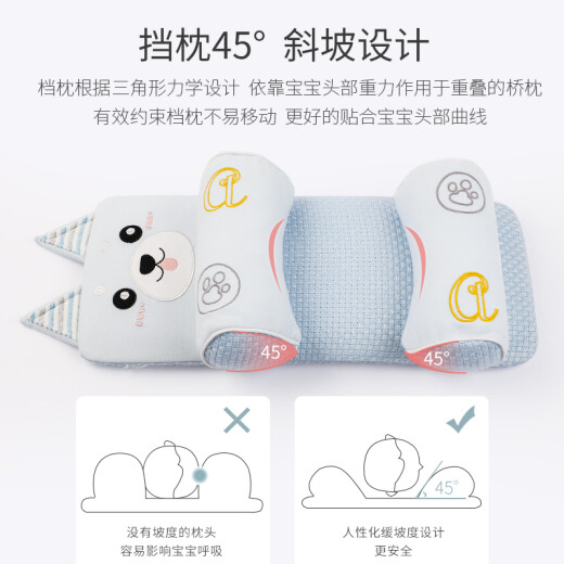 Dr. Colorful Baby Pillow Styling Pillow Xiaomi Newborn Prevention Autumn and Winter Buckwheat Head Deflection Correction Head Shape Correction Baby Supplies Xiaomi Pure Cotton Rabbit Blue, 0-1 Years Old Velcro