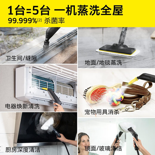 KARCHER household high temperature and high pressure steam cleaning kitchen range hood air conditioning cleaning mop sterilization and mite removal floor washing machine sweeping robot vacuum cleaner companion SC4D standard version + steam ironing pendant
