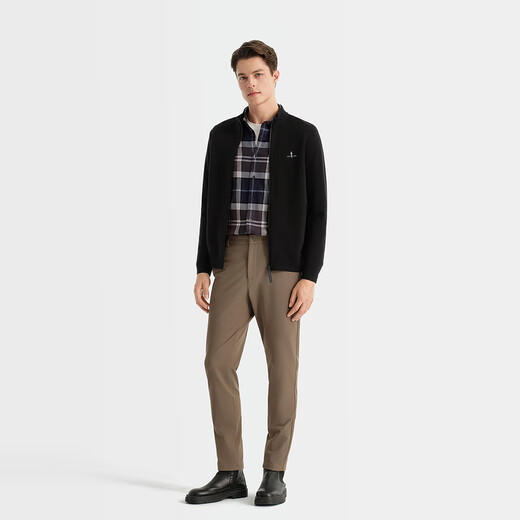 
Biemlfdlkk [16-pin wool] Spring and Autumn Men's Casual Jacket Skin-friendly and Clean Color Business Classic Stand Collar Wool Kit Jacket 07 Black XL