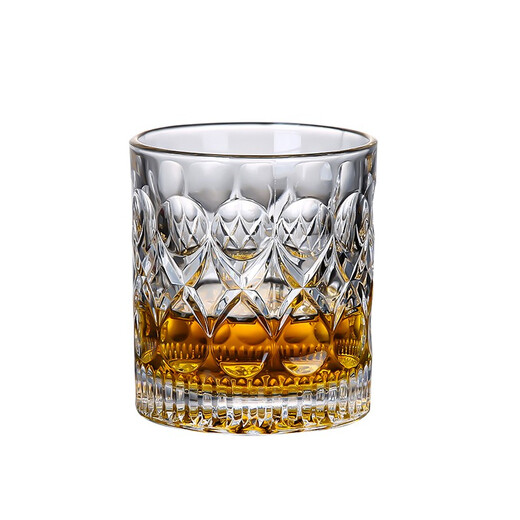 SURANER European whiskey cup home crystal glass creative wine cup spirit cup water cup internet celebrity beer cup grid rotating model one pack