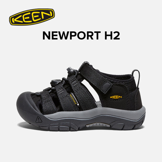 KEEN parent-child shoes NEWPORT H2 children's outdoor wading anti-collision sandals and river shoes black/KEEN yellow label-1022824-kid 31