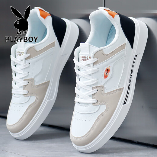 Playboy 2025 autumn new shoes for men's white shoes Korean style shoes versatile anti-odor casual men's shoes sports breathable board shoes Songke-9905 white and black 40