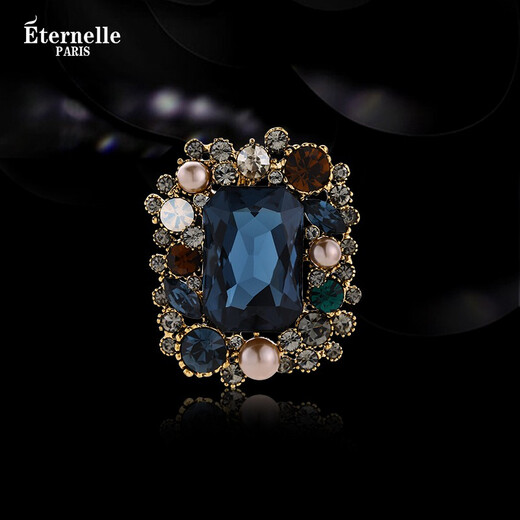 Eternelle French eternal Austrian crystal brooch high-end women's lapel pin 2025 new corsage birthday gift elegant blue