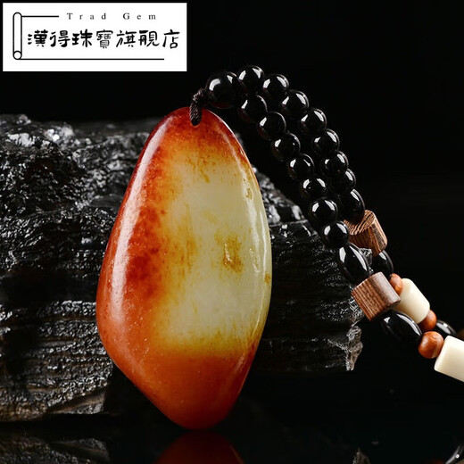 Hande Xinjiang Hotan jade seed material hand piece seed jade leather handle mutton fat jade white jade original leather real jade handle piece new handle