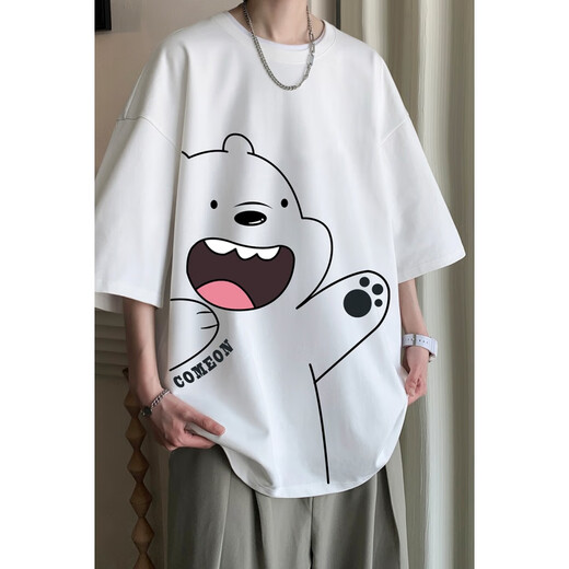 Camiseta de manga corta de algodón puro yanyi 230G para hombres en un verano a media manga americana americana rosa de manga media de mangas [recomendado 100-120Jin [Jin iguala 0.5 kg]]]]