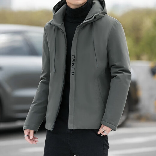 凡纯 秋冬短款男装外套 保暖连帽棉衣 易穿搭青年韩版修身棉服男棉袄子 工装外套男服饰 M8039 6627黑色 XL
