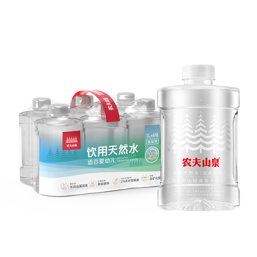 Nongfu Spring drinking natural water (suitable for infants and young children) low sodium 1L*6 bottles in plastic film
