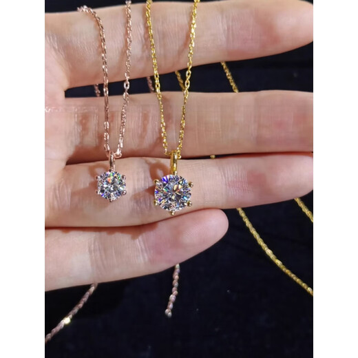 Fat Donglai same style 18k diamond necklace pendant 18K gold six-claw solitaire diamond for women classic 1 carat rose gold yellow l gold six-claw solitaire diamond necklace/50 points 18K gold