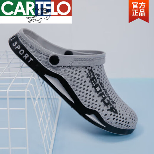 Cartelo Crocodile (Cartelo) Chaussures de trous Deux Portez des chaussures de plage masculines les pantoufles masculines sacs d'été Sandales anti-glissement sandales portent des sandales masculines 3881 noir 40