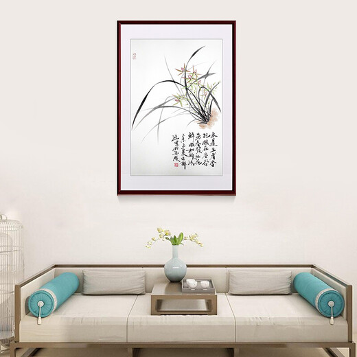 Hanao famous hand-painted Chinese ink ink orchid entrance decoration painting restaurant hanging painting corridor aisle wall painting mural vertical version orchid d style framed with solid wood frame 70*50cm