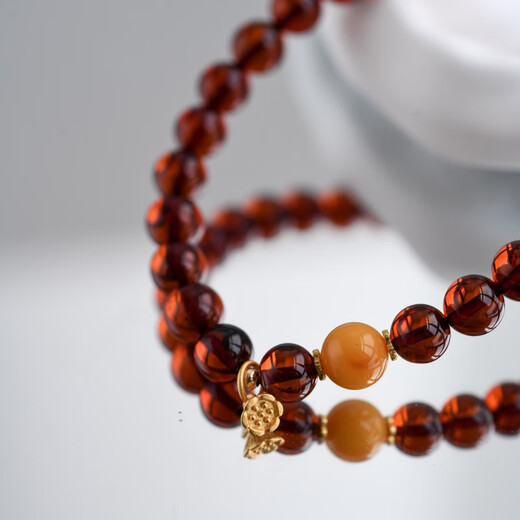 Yadige Baltic blood amber bracelet 6mm natural burgundy amber beeswax bracelet for women Russian beads diameter 6mm 130mm 130mm