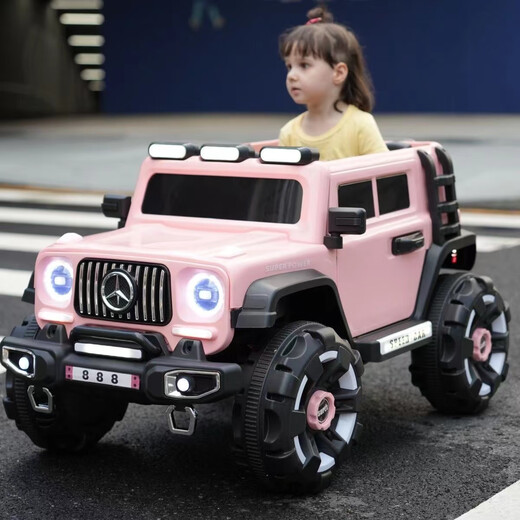 Cute children's electric car four-wheeled with remote control toy car can sit adults and men's big G off-road car children's stroller black dual drive + early education music Bluetooth + remote control