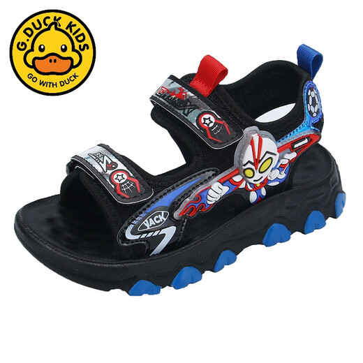 G.duck Little Yellow Duck Boys Ultraman Sandals 2026 Summer New Light Soft Sole Baby Sports Running Children's Beach Shoes Red 28 Inner Length 17.2cm